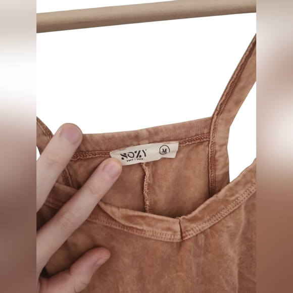 Sozy Arabella Organic Cotton Tan Washed Jumpsuit M - Picture 3 of 4